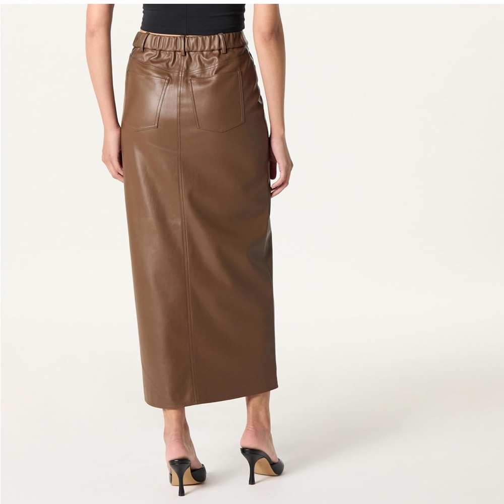 The Drop Women's Larissa Vegan Leather Maxi Skirt - Picture 3 of 3